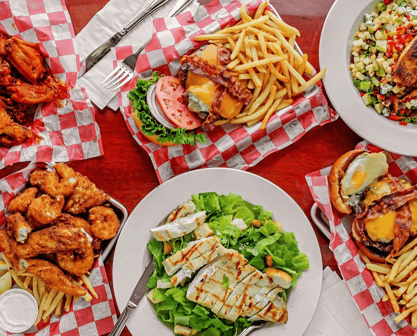 Bronx Burger House — food and tables